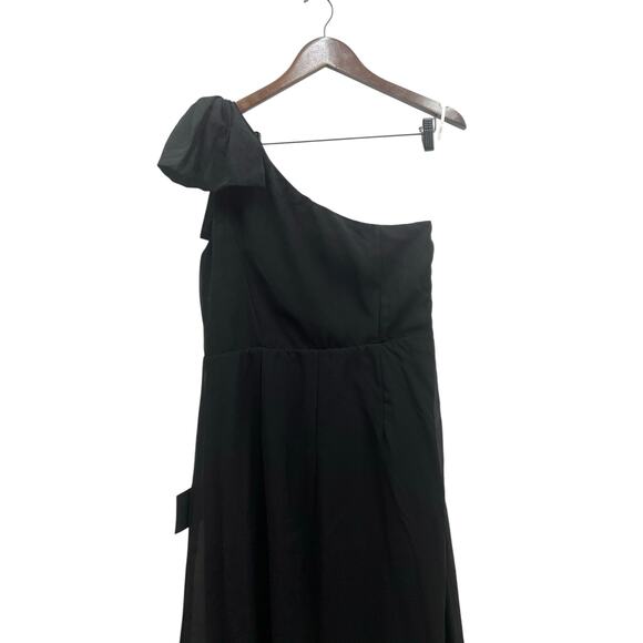 Lulus Simply Brilliant Black One-Shoulder Bow Maxi Dress size XL NWT - Picture 4 of 7